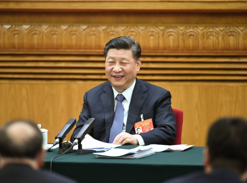 　　3月5日，中共中央总书记、国家主席、中央军委主席习近平参加十三届全国人大二次会议内蒙古代表团的审议。