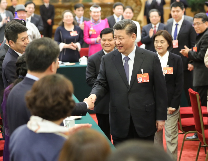 　　3月5日，中共中央总书记、国家主席、中央军委主席习近平参加十三届全国人大二次会议内蒙古代表团的审议。